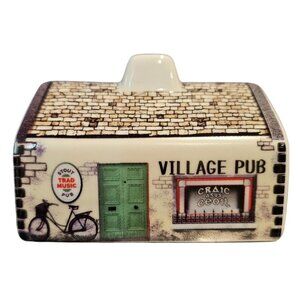 Village Pub Irish Scottish Ceramic Turf Peat Incense Burner Building ONLY Damage